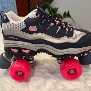 Women's US8 Skechers Sport 4 Wheelers Roller Skates Navy & Hot Pink With Extras!